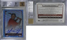 2012 Bowman Chrome Prospects Blue Wave Refractor /50 Jon Singleton BGS 9 Auto