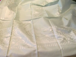 ""PALE AQUA - DAMASK - VINTAGE AMLIN TABLECLOTH"" - NEW IN BOX + 8 NAPKINS - Picture 1 of 7