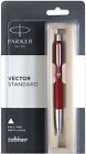 Parker Vector Standard Kugelschreiber Chrom Zierleiste Rot Körperfarbe