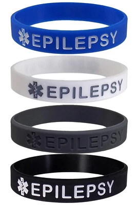 ⚕️ Pulseras de silicona de identificación de alerta médica EPILEPSIA tamaño adulto (paquete de 4) Foto 1 de 2
