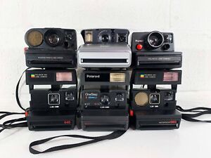 Lot of 6 Vintage Polaroid Cameras 600 Sonar OneStep Film Instant Land Parts