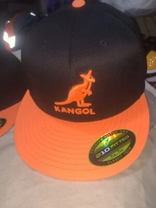 New Mens Kangol 75th Anniversary Baseball Fitted Large 7 1/4-7 5/8 Orange&Black - Picture 1 of 12