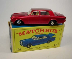 MATCHBOX 1964 Lesney #24 Rolls Royce Silver Shadow Red Magenta Near MINT w/ Box - Picture 1 of 4