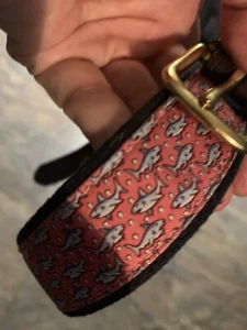 Vineyard Vines Shark Belt Size 24 Raspberry Leather & Woven Boys - Picture 1 of 7