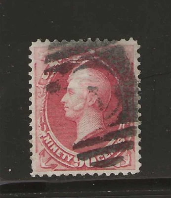 US Scott #166 used 90c rose carmine 1875 Perry Bank note light cancel f/vf sound - Image 1 of 2