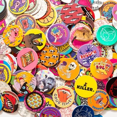 Brand New Lot of 50 DIFFERENT Hand-Picked Pogs, Milk Caps, 90s Retro Vintage - Image 1 of 3