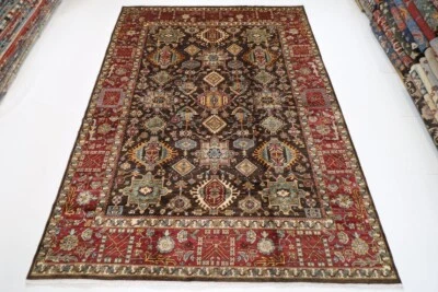 8 x 11 ft Tribal Blue Area Rug Afghan Hand Knotted Veg Dye Wool Living Room Rug - Image 1 of 4