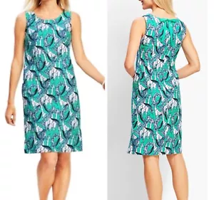 Nuevo sin etiquetas Vestido recto de algodón Talbots estampado jirafa selva sin mangas 12 - Imagen 1 de 13