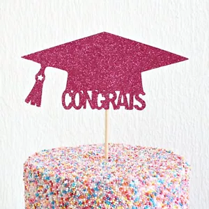Glitter Graduation Cake Topper Cap Class Of 2025 High School Decoration Party - Picture 1 of 6