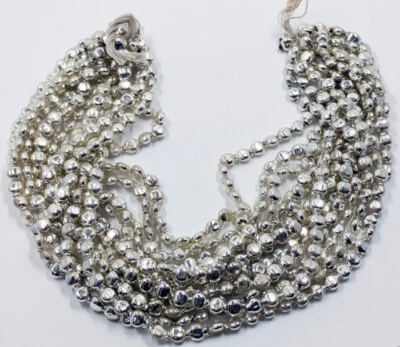 Antique Vintage Bright Silver Mecury Glass Beads 5/6mm 49pc Lot BB80- Mercury - Image 1 of 4