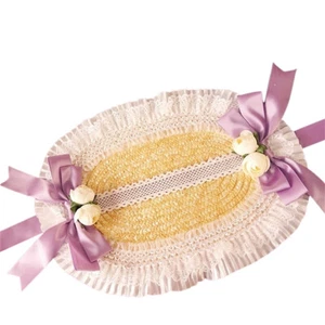 Victorian Women Poke Bonnet Hat with Florals Classic Lolita Straw Hat Tea Party - Picture 1 of 18