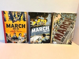 MARCH - LOT of 3 Books - by John Lewis, Andrew Aydin, Nate Powell (Paperback) - Picture 1 of 9