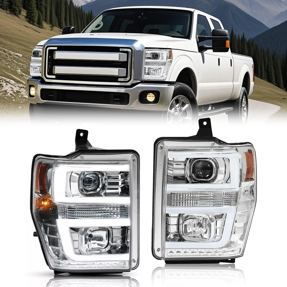 For 2008 2009 2010 Ford F250 F350 F450 LED Tube Projector Headlights Headlamps - Image 1 of 4