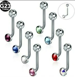 IMPLANT GRADE TITANIUM Crystal Gem Vertical Hood Piercing Vaginal Christina Bar - Picture 1 of 9