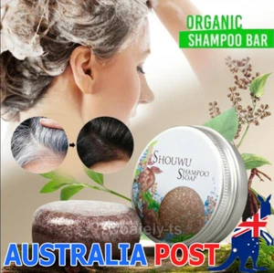 100% Organic Grey Reverse Shampoo Bar Hair Darkening Shampoo Soap Anti Hair Loss - Picture 1 of 15