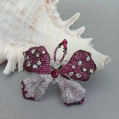 Broche broche mariposa micro pavé arte de moda circonita cúbica prendedor de insectos joyería animal Foto 1 de 4