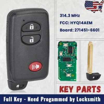 Mando a distancia sin llave inteligente para Toyota RAV4 - 2010 2011 2012 3 botones HYQ14AEM Foto 1 de 4