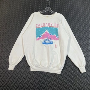 Sudadera De Colección 1988 Calgary XV Juegos Olímpicos de Invierno Cuello Redondo Talla Grande - Imagen 1 de 11