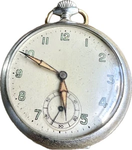 Working Vintage Top Hand Wind Pocket Watch Mechanical Manual Art Deco Prop Old - Picture 1 of 9