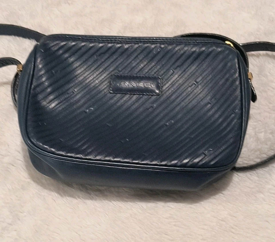 Bolso Bandolera Cámara Vintage Lancel Paris Azul Marino Rayas Cuero Hecho en... Foto 1 de 4