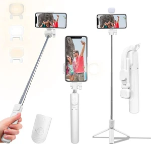 Selfie Stick Tripod, 40 in Retractable Tripod for iPhone with Wireless White  - Picture 1 of 7