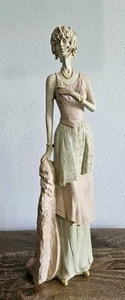 Elegant Art Deco Slender Lady Sculpture Short Hair Gold Jewelry Jazz Age 1920s - Picture 1 of 10