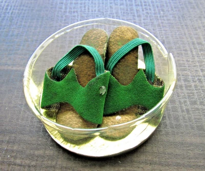 Zapatos Muñeca Vintage Tacones Altos 20" Cissy Toni Revlon Verde Gamuza Estrás Foto 1 de 4