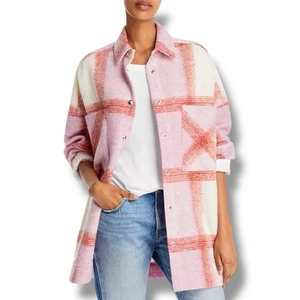 IRO Paris Lemina Size L (36) Pink Check Plaid Oversized Shacket Jacket Designer - Picture 1 of 9