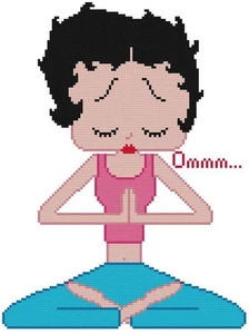 CROSS STITCH+ CRAFT PATTERN Betty Boop Yoga Meditate Chakra Heart Pray Om Buddha - Picture 1 of 16