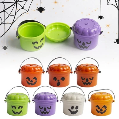 Cubo pequeño calabazas de Halloween lindo cubo de truco de calabaza OY Foto 1 de 4