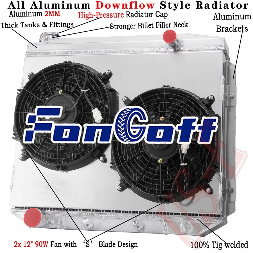 3-Row Radiator+Fan Shroud  Fit 1957-1959 Ford Fairlane Ranchero Skyliner Mercury Foto 1 de 4