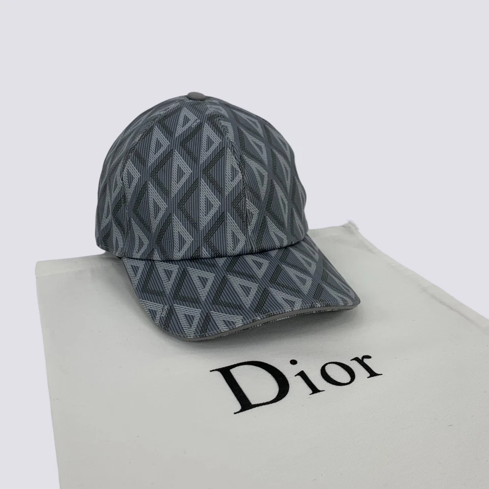 Cappello berretto baseball Dior CD Diamond cotone tela grigio rivestito taglia M - Immagine 1 di 4