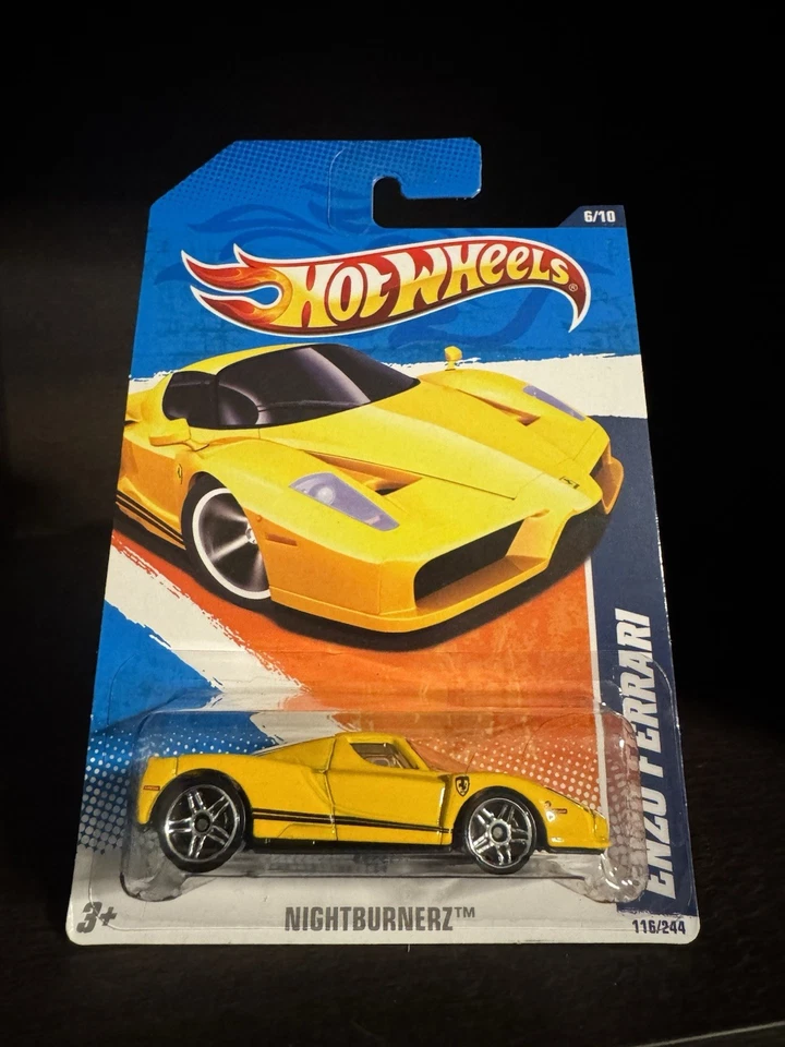 2011 Hot Wheels #116/244 Nightburnerz 6/10 ENZO FERRARI Yellow - Image 1 of 1
