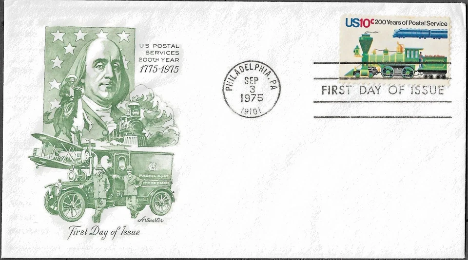 (20)  USA - 1975 US POSTAL SERVICE FIRST DAY COVER. TRAINS, PLANES - Image 1 of 1