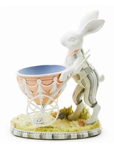 MacKenzie Childs Cameo Sterling patterns Bunny with Cart- New In Box - Picture 1 of 1