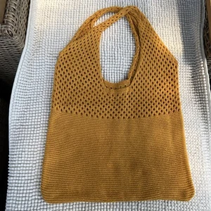 BOHO style Crochet Knit Tote Bag Purse Carmel - Picture 1 of 5