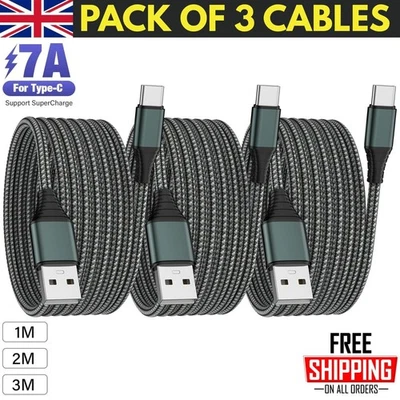 USB A to Type C Fast Charger Cable 3A For Samsung Mobile Phone Lead USB C Cable - Image 1 of 4