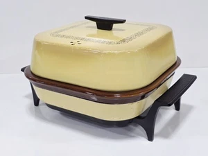 Vintage Sunbeam Harvest Gold RC Crocker Electric Frying Pan Ceramic Insert Works - Picture 1 of 9