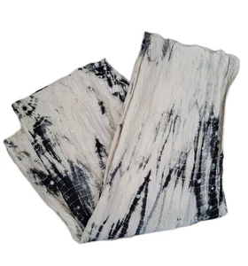 Eileen Fisher 100% Silk Scarf Gray Beige 25 X 80 Wrap Tie Dye Boho Hippie - Picture 1 of 6