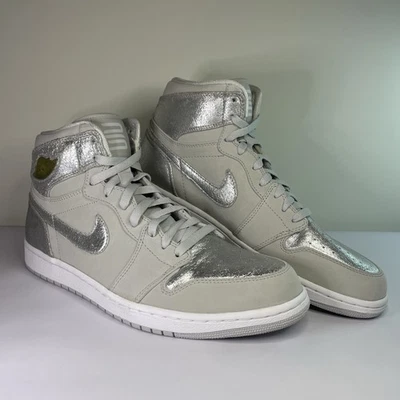 Air Jordan 1 Retro Alto Alto Plateado 25 Aniversario 396009-001 Hombre Talla 13 Nuevo Foto 1 de 4
