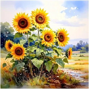 Fliese Wandbild Sonnenwiese Sonnenblumen Küche Dusche Wand Spritzschutz Marmor Keramik - Bild 1 von 30