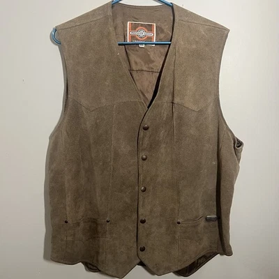 Chaleco De Colección 44L Pioneer Wear Gamuza Cuero Marrón Forrado TALLA HECHO EN EE. UU. Occidental Foto 1 de 4