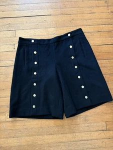 ELEVENSES Anthropologie schwarz Herbst Winter geknöpfte Shorts 14 weites Bein - Bild 1 von 10