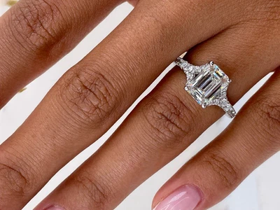 2,35 ct Smaragdschliff IGI GIA Lab Grown Diamant Verlobungsring 950 Platin - Bild 1 von 4