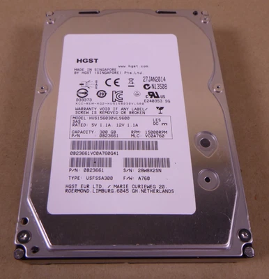HGST 0B23661 300GB 15k RPM 3.5" SAS Server Hard Drive HUS156030VLS600 - Image 1 of 3