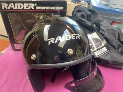 Casco Raider Cara Abierta En Negro, Talla Grande, NUEVO En Caja Con Bolsa Casco Foto 1 de 4