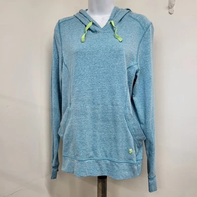 Sudadera con capucha Under Armour para mujer talla grande azul/verde neón semi ajustada manga larga   Foto 1 de 4