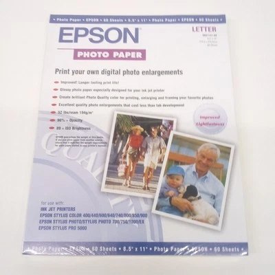 Epson Glossy Photo Paper 60 Sheets 8.5" x 11" S041141-60 Sealed in original pack - Image 1 of 2