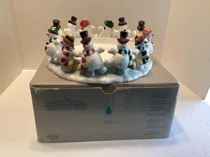 PARTYLITE Frolicking Frostys 3-Wick Candle Holder 12 Dancing Snowmen P7436 - Picture 1 of 20