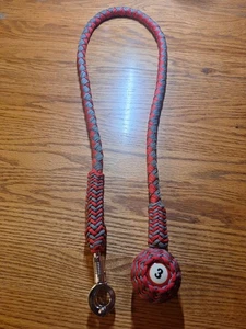 Motorrad Get Back Peitsche #3 rot/chargrau 4 Fuß 550 Paracord Fischgrät Knoten - Bild 1 von 8